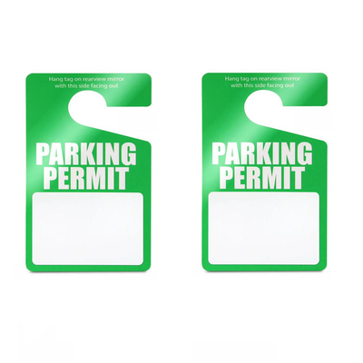 Permissão de estacionamento verde PVC Hang Tag resistente à água durável Tag para carro