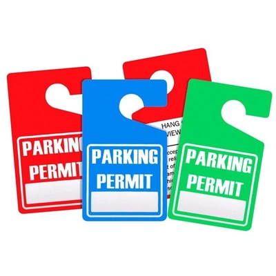 Logotipo impresso sob medida Permissão de estacionamento Tags pendurados PVC colorido para carro