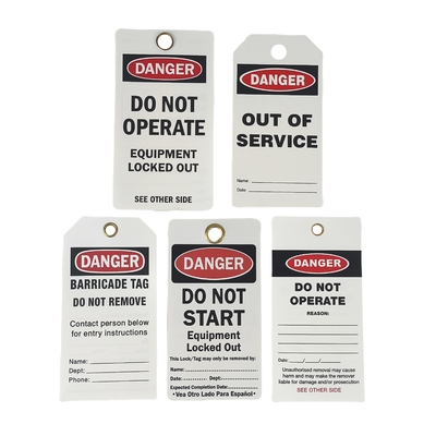Equipamentos industriais bloqueados Pvc Safety Lock-out Tag Tags de aviso