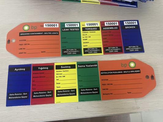 Custom Flange Tag with 70*260MM Size 7MM Mounting Hole and 3 Stage Design for Safety Lockout