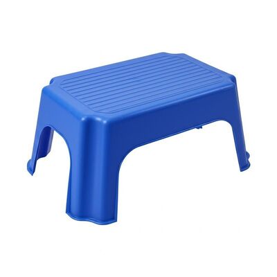 Banqueta de plástico de 3,4 KG azul, durável, leve, com superfície antiderrapante, profundidade de 14,25 polegadas, ideal para uso industrial e comercial