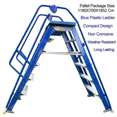 Pallet Package Size 1180X700X1852 Cm Blue Plastic Ladder Compact Design Non Corrosive Weather Resistant Long Lasting