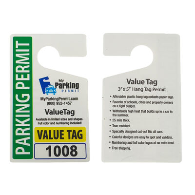 Custom Printed Logo Parking Permit Hang Tag Plastic Waterproof Car Tag